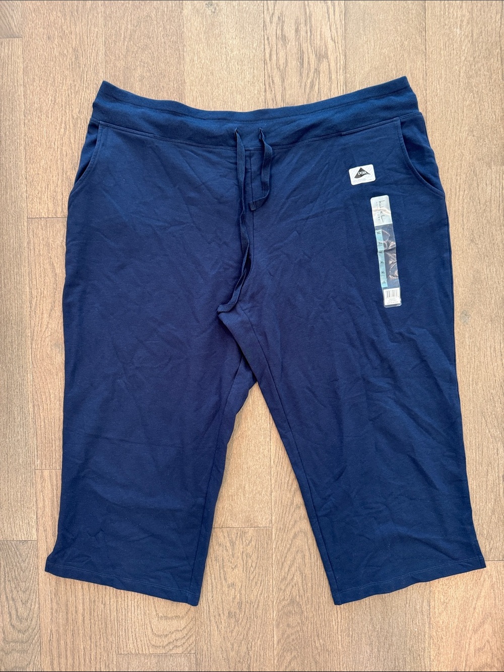 NWT Nicole Miller Capri Lounge Pants Women’s XL Navy Blue Drawstring Soft Comfy